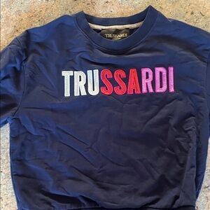 Trussardi Kids Navy Sweatshirt with Multi-Color Logo